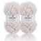 NICEEC 2 Skeins Super Soft Fur Yarn Chunky Fluffy Faux Fur Yarn Eyelash Yarn for Crochet Knit -Total Length 2×32m(2×35yds,50g×2)-Cream White